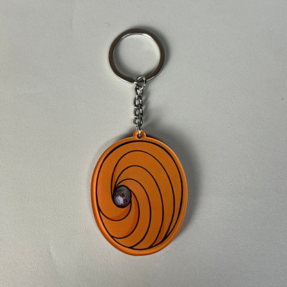 Naruto Obito Mask Acrylic Keychain, Anime Tobi Spiral Mask Rotatable Key Ring, Cute Cartoon Character Pendant, Backpack Bag Charm Collectible Gift for Naruto Fans