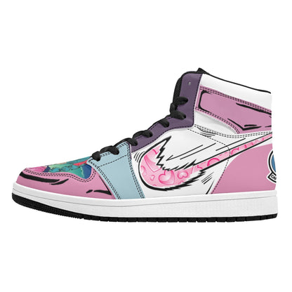Dragon Ball Bulma Anime High Top Sneakers, Pink White Light Blue Custom Print Streetwear Shoes, Men Women Casual Fashion Sneakers, Anime Fan Collectible Footwear Gift