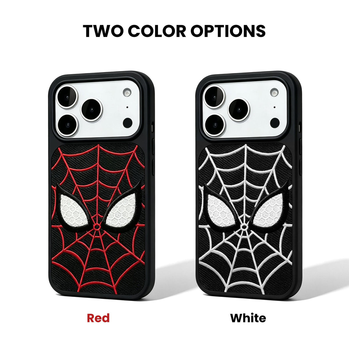 Marvel Spider‑Man Embroidered Glow In The Dark Phone Case 3D Web Pattern Shockproof Protective Anime Cover For Iphone 2‑Color Options
