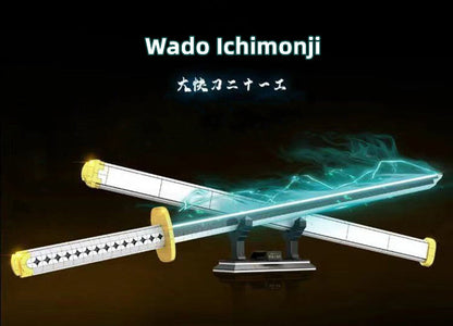 One Piece Wado Ichimonji Katana Building Blocks Set, Anime Samurai Sword Model, DIY Assembly Bricks with Display Stand, Zoro Replica Sword Building Kit, Collectible Desktop Decor Gift for Adults Teens Anime Fans