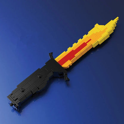 Demon Slayer Rengoku Kyojuro Flame Dagger Building Blocks, Anime Sword Model Bricks Kit, Cosplay Prop Knife Toy, Collectible Assembly Weapon Model, Gift for Demon Slayer Fans & Block Builders