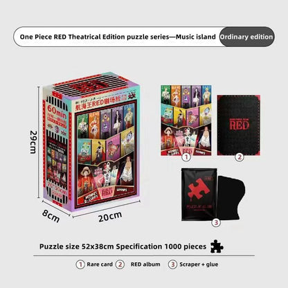 One Piece RED Anime Jigsaw Puzzle, Uta Luffy Shanks 1000 Pieces Cartoon Puzzle, One Piece Movie Character Puzzle Game, Collectible Anime Puzzle for Adults & Teens, Gift for One Piece Fans