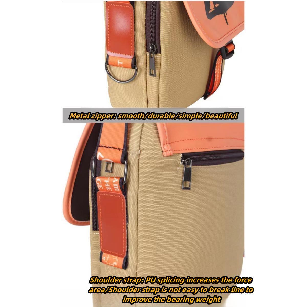 Naruto Leaf Village Symbol Crossbody Messenger Bag, Hidden Leaf Logo Canvas Shoulder Bag, Anime Cosplay Satchel Bag, Casual Daily Storage Bag Collectible Gift for Naruto Fans