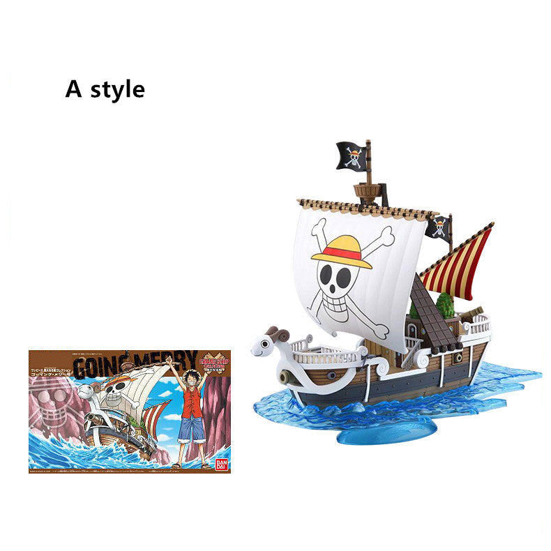 One Piece Pirate Ship Model Kit, Thousand Sunny Going Merry Assembly Boat Building Model, Multiple Styles Anime Pirate Vessel Figure, Collectible DIY Assembly Toy Gift for One Piece Fans