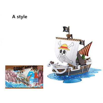 One Piece Pirate Ship Model Kit, Thousand Sunny Going Merry Assembly Boat Building Model, Multiple Styles Anime Pirate Vessel Figure, Collectible DIY Assembly Toy Gift for One Piece Fans