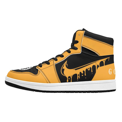 Dragon Ball Son Goku Anime High Top Sneakers, Yellow Black Custom Print Streetwear Shoes, Men Women Casual Fashion Sneakers, Anime Fan Collectible Footwear Gift