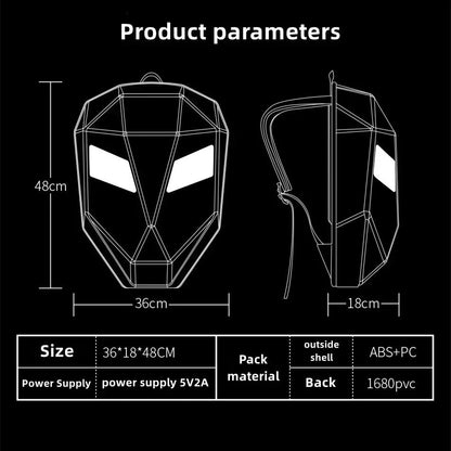 Naruto Anime Sharingan LED Helmet Shaped Hard Shell Backpack, 3D Sharingan Glowing Eyes Expandable Motorcycle Backpack, Waterproof Large Capacity Laptop Bag, Novelty Street Travel Backpack for Naruto Fans