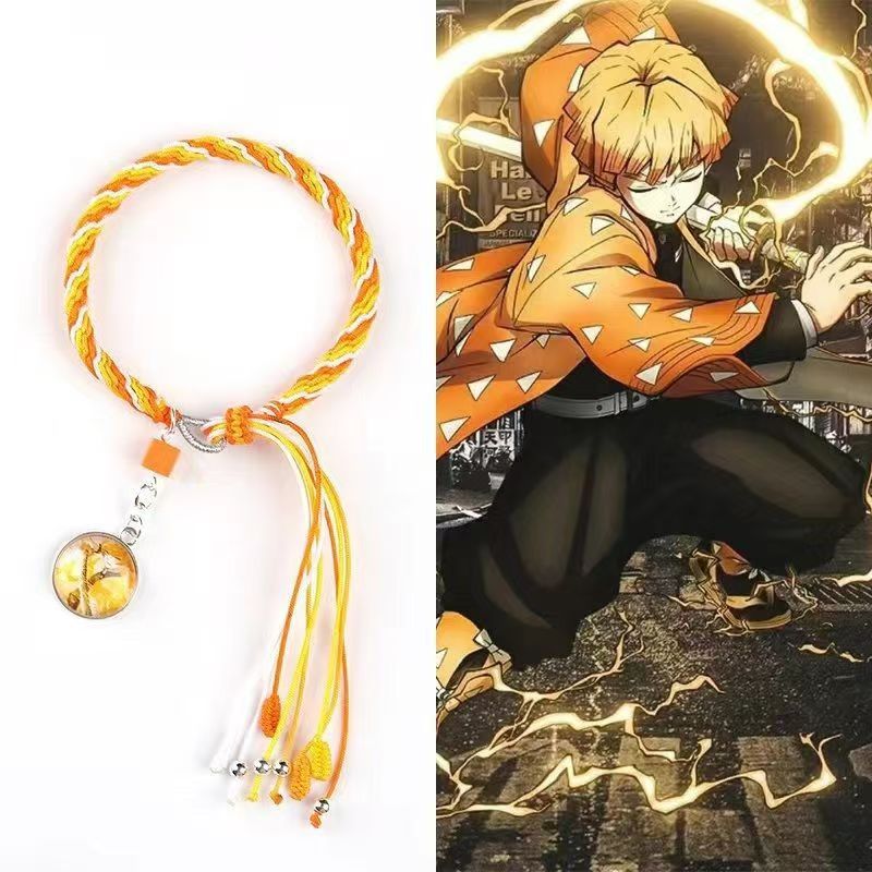 Demon Slayer Anime Braided Rope Bracelet, Kimetsu No Yaiba Character Themed Handmade Wristband, Tanjiro Nezuko Zenitsu Rengoku Cosplay Tassel Bracelets, Anime Jewelry Gift for Demon Slayer Fans