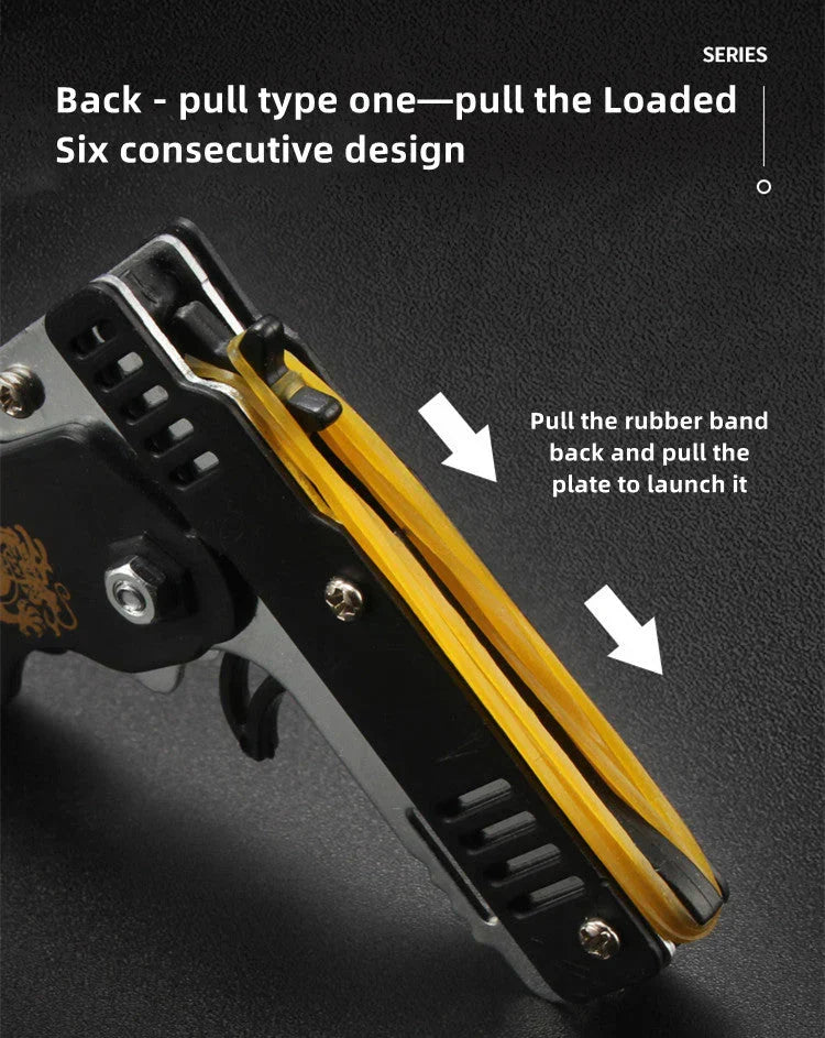 Demon Slayer Folding Rubber Band Gun Keychain Toy, Mini Metal Pocket Rubber Band Shooter, Kamado Tanjiro Themed Rubberband Launcher with Rubber Bands & Target, Novelty Anime Toy Gift for Fans