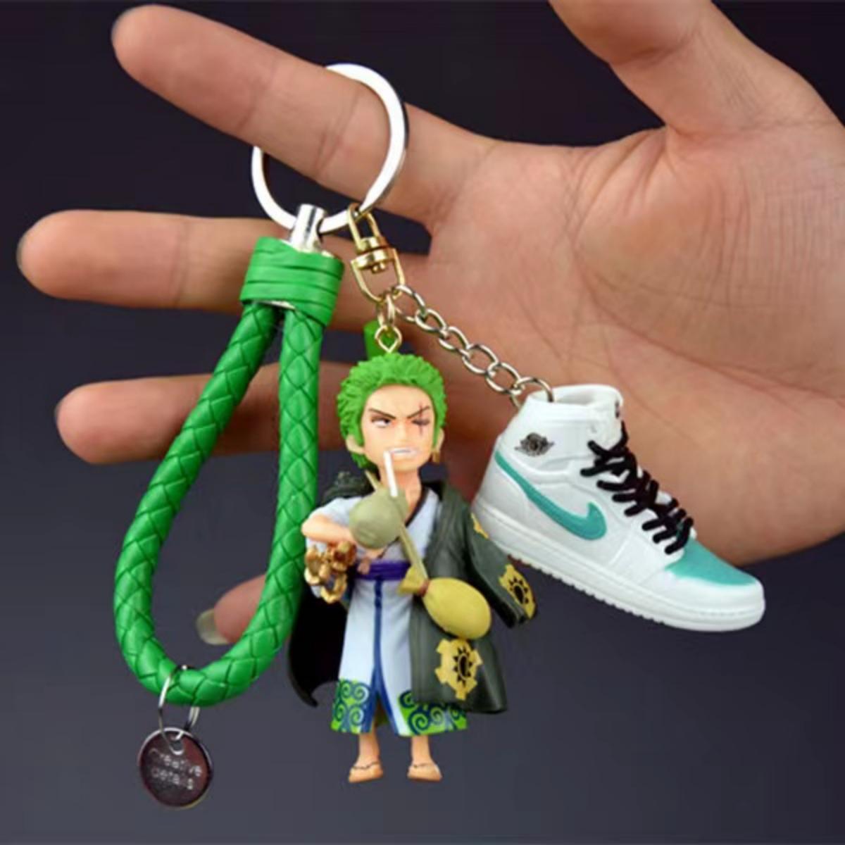 One Piece Anime Figure Keychain, Luffy Zoro Nami Chopper Sanji Mini Sneaker Pendant Key Ring, Q Version Figurine Key Chain, Backpack Charm Key Holder Gift for One Piece Fans