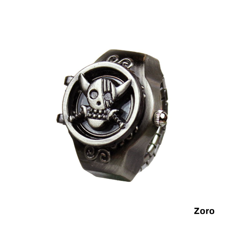 One Piece Straw Hat Pirates Skull Ring, Vintage Antique Metal Anime Ring, Adjustable Cosplay Statement Ring, Luffy Jolly Roger Symbol Jewelry, Collectible Anime Gift for One Piece Fans