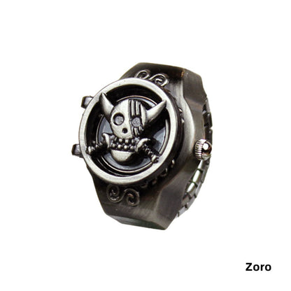 One Piece Straw Hat Pirates Skull Ring, Vintage Antique Metal Anime Ring, Adjustable Cosplay Statement Ring, Luffy Jolly Roger Symbol Jewelry, Collectible Anime Gift for One Piece Fans