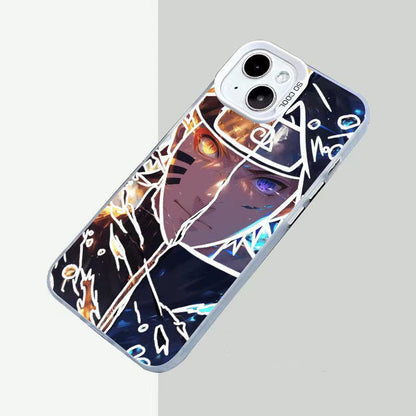 Naruto Anime Phone Case for iPhone, Cool Cracked Line Naruto Sasuke Character Print Case, Shockproof Soft TPU Protective Cover, Anime Naruto Merch Phone Shell Gift for Anime Fans