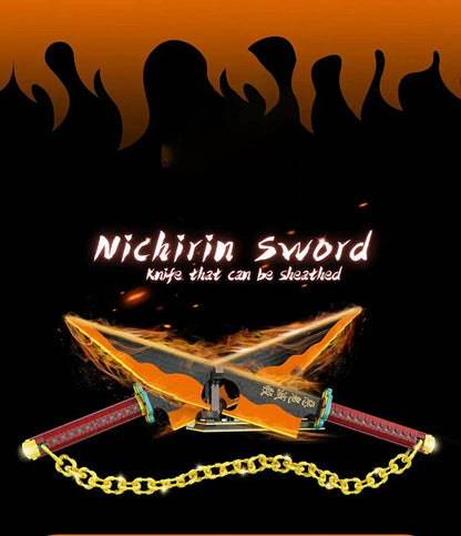 Demon Slayer Tengen Uzui Nichirin Sword Building Blocks Set, 1478Pcs Anime Double Blade Sword Model with Display Stand & Golden Chain, Interlocking Bricks Weapon Assembly Kit, Desktop Display Collectible Gift for Demon Slayer Fans