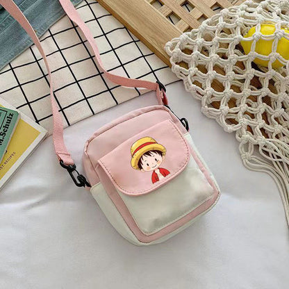 One Piece Anime Mini Crossbody Bag, Luffy Zoro Nami Chopper Sanji Character Print Small Shoulder Purse, Cute Canvas Sling Bag, Anime Fan Daily Messenger Bag Gift