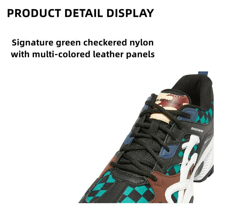 Demon Slayer Tanjiro Anime Sneakers, Green Checkered Cosplay Shoes, Men Women Chunky Casual Running Footwear, Anime Themed Streetwear Athletic Shoes, Gift for Demon Slayer Fans