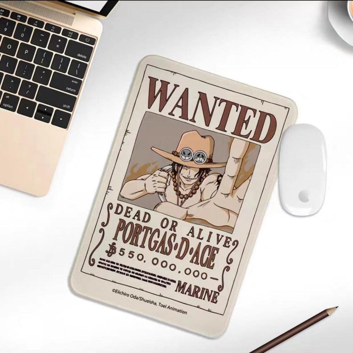 One Piece Wanted Poster Mouse Pad, Anime Bounty Poster Non-Slip Rubber Mousepad, One Piece Luffy Zoro Nami Chopper Robin Gaming Desk Mat, Office Desktop Decor Gift for Anime Fans
