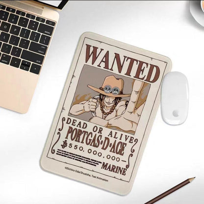 One Piece Wanted Poster Mouse Pad, Anime Bounty Poster Non-Slip Rubber Mousepad, One Piece Luffy Zoro Nami Chopper Robin Gaming Desk Mat, Office Desktop Decor Gift for Anime Fans
