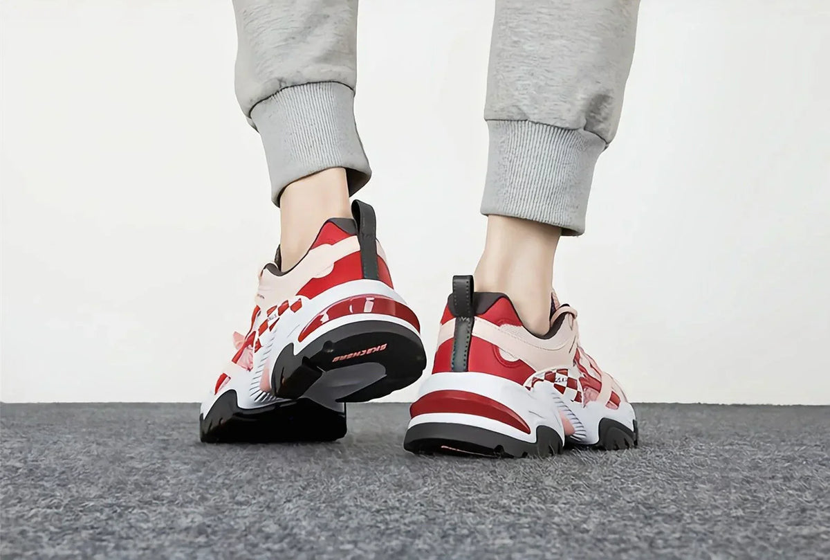 Demon Slayer Nezuko Anime Chunky Sneakers, Pink Red Checkered Unisex Casual Walking Shoes, Kamado Nezuko Themed Streetwear Athletic Footwear, Anime Cosplay Sneaker Gift for Fans