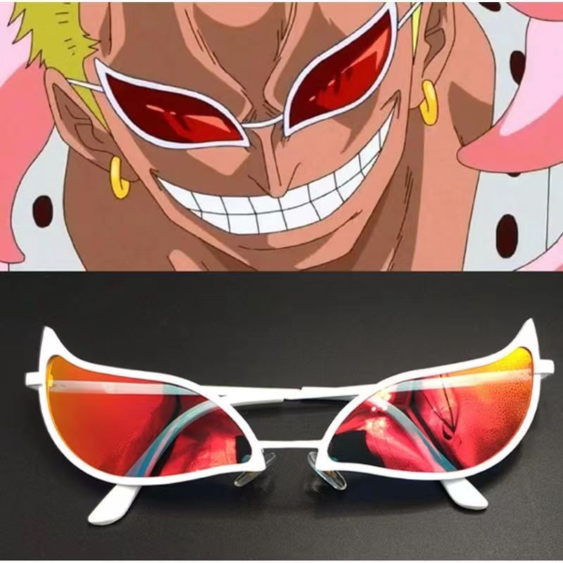 One Piece Anime Cosplay Sunglasses, Doflamingo Kizaru Cos Glasses, Cat Eye Color Lens Costume Eyewear, Halloween Party Cosplay Prop, Anime Fan Collection Gift