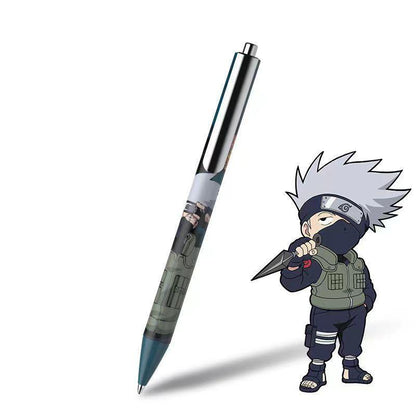 Naruto Anime Ballpoint Pen Set, 5 Pcs Character Printed Metal Gel Pens with Collectible Iron Gift Box, Naruto Sasuke Sakura Kakashi Itachi Stationery Set, Anime Merch School Writing Pens Gift for Naruto Fans