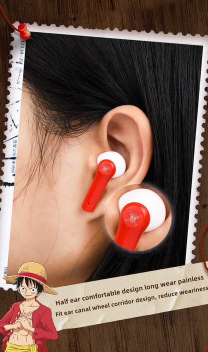 One Piece Monkey D. Luffy Tony Tony Chopper True Wireless Bluetooth 5.3 Earbuds Smart Touch Control Half‑in‑Ear Headphones with Transparent Charging Case Anime Gift For Fans