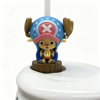 One Piece Monkey D. Luffy Tony Tony Chopper Trafalgar Law Barrel Shaped Straw Cup, Collectible Figure Lid Drinking Mug With Straw For Fans Collection