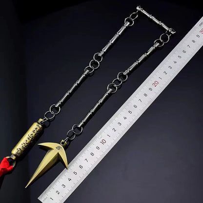Naruto Yondaime Hokage Minato Kunai Metal Model with 5 Section Whip Chain, Anime Cosplay Prop, Metal Kunai Keychain Decor, Collectible Weapon Model Gift for Naruto Fans