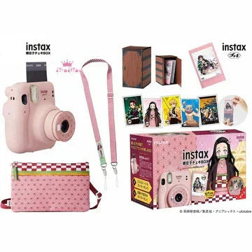 Demon Slayer Kimetsu no Yaiba Instant Camera Gift Box, Tanjiro & Nezuko Limited Bundle with Camera Bag, Shoulder Strap, Anime Merch for Birthday Holiday Gift
