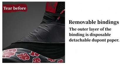 Men High Top Naruto Anime Basketball Shoes, Akatsuki Red Cloud Print Breathable Mesh Non Slip Rubber Outsole Cushioning Athletic Sneakers, Shock Absorption Sports Trainers for Indoor Outdoor Basketball Training Streetball