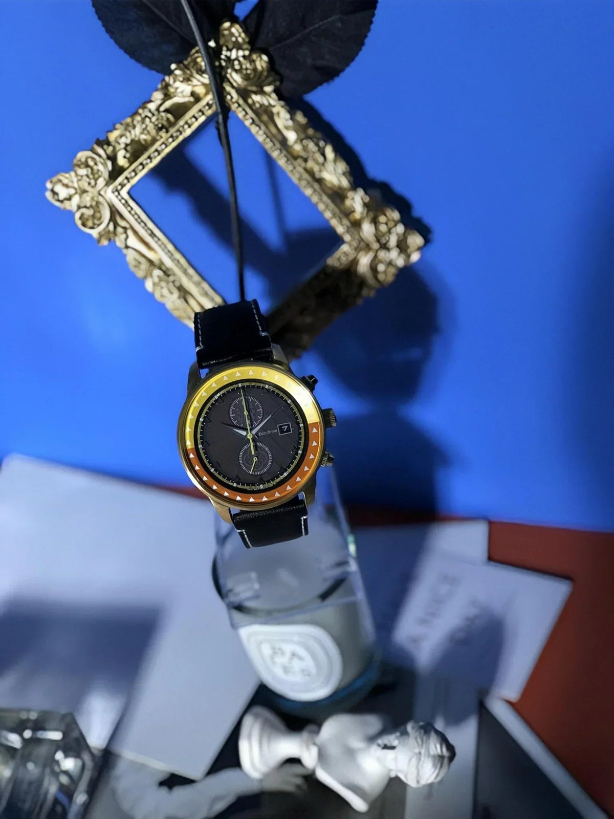 Demon Slayer Zenitsu Agatsuma Wrist Watch, Anime Zenitsu Themed Chronograph Quartz Watch, Leather Strap Analog Wristwatch, Collectible Watch Gift for Demon Slayer Fans
