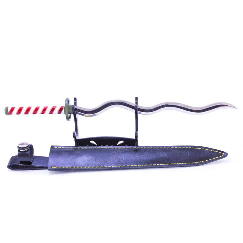 Demon Slayer Iguro Obanai Nichirin Sword, 1:1 Wooden Cosplay Prop Sword, Snake Pillar Wavy Blade Katana with Scabbard, Anime Demon Slayer Replica Weapon for Cosplay, Collection & Display