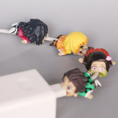 Demon Slayer Anime Cable Bite Protector, Cute Kimetsu no Yaiba Cable Saver, Cartoon Character Charger Cord Protector, Anti-break Cable Sleeve, Demon Slayer Collectible Cable Accessories, Gift for Anime Fans