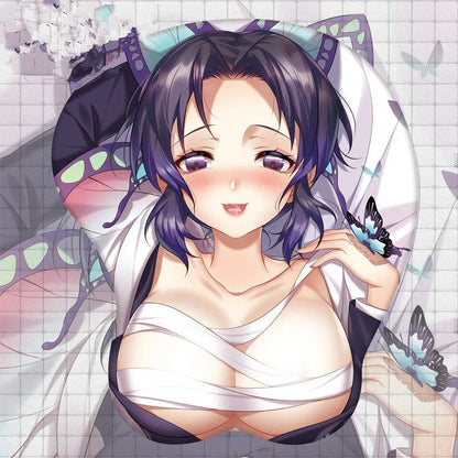 Demon Slayer 3D Anime Mouse Pad with Wrist Rest, Nezuko Shinobu Tanjiro Zenitsu Rengoku Ergonomic Silicone Wrist Support Mousepad, Non Slip Desk Mat, Anime Fan Gift