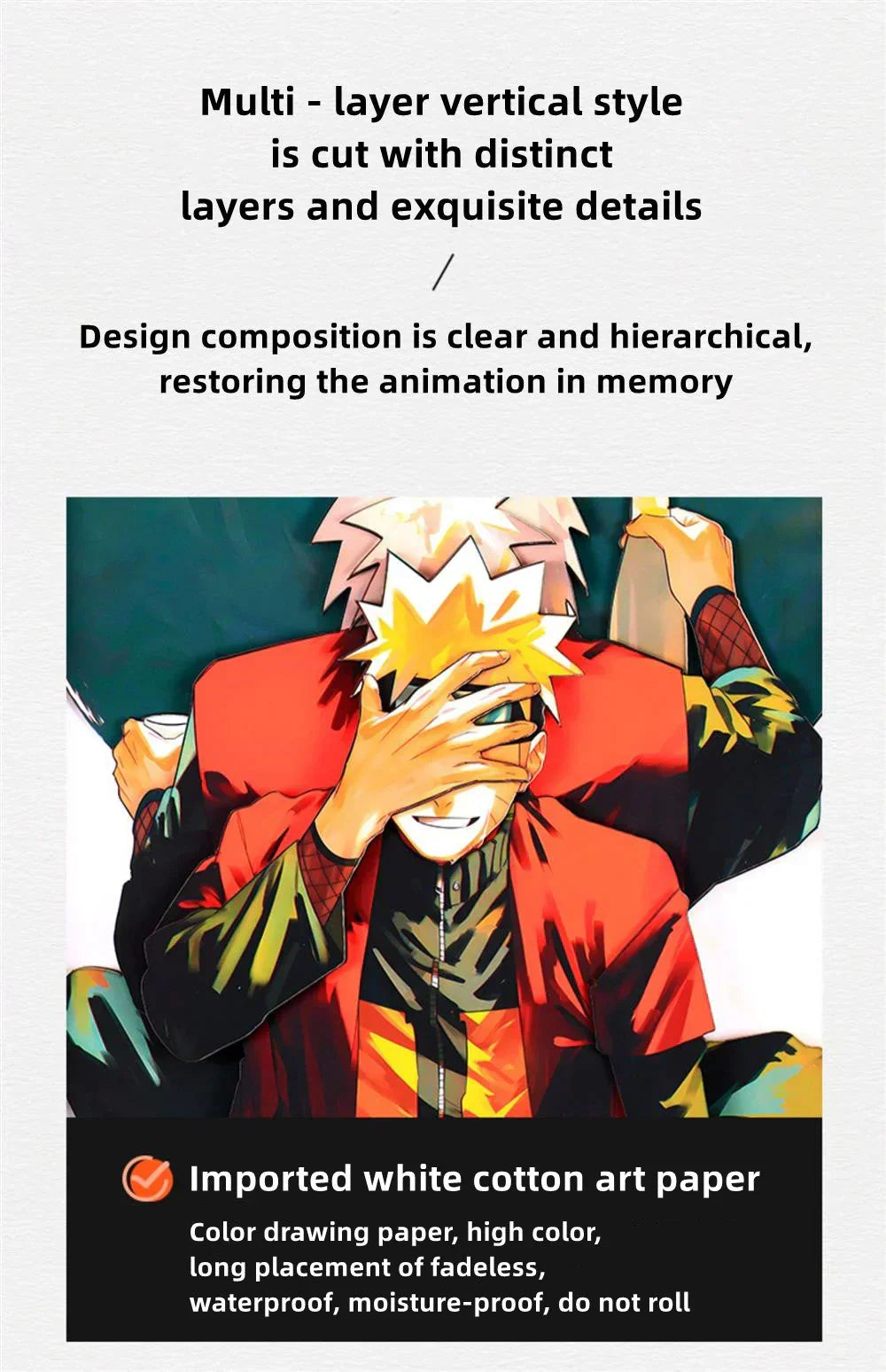 Naruto Jiraiya 3D Layered Paper Cut Art Frame, Anime Jiraiya Paper Carving Shadow Box, Stratified Handmade Paper Craft Painting, Wall & Desktop Display Decor, Collectible Art Gift for Naruto Anime Fans