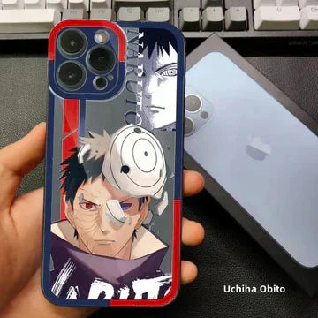 Naruto Anime Transparent Phone Case, Itachi Sasuke Naruto Gaara Pain Printed Shockproof Clear TPU Cover, Color Camera Frame Protective Case, Naruto Fan Phone Accessory Gift