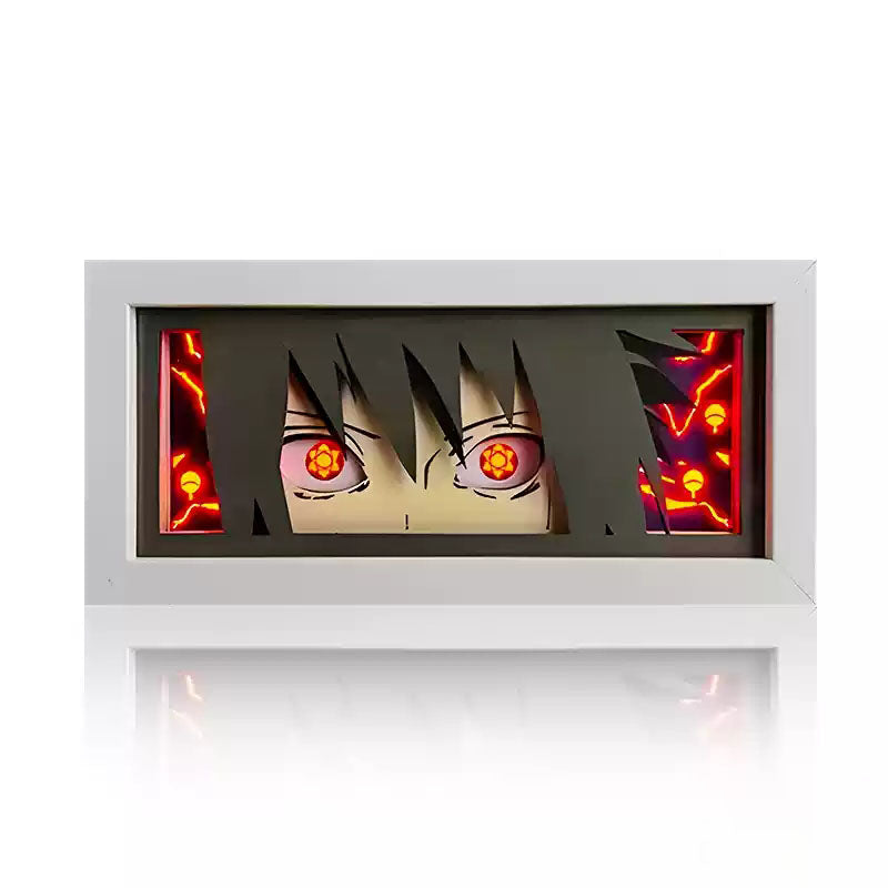 Naruto Anime Paper Cut Light Box, 3D Paper Carving LED Frame Lamp, Sharingan Character Night Light, Desktop Wall Art Decor, Collectible Anime Gift for Naruto Fans