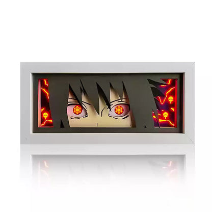 Naruto Anime Paper Cut Light Box, 3D Paper Carving LED Frame Lamp, Sharingan Character Night Light, Desktop Wall Art Decor, Collectible Anime Gift for Naruto Fans