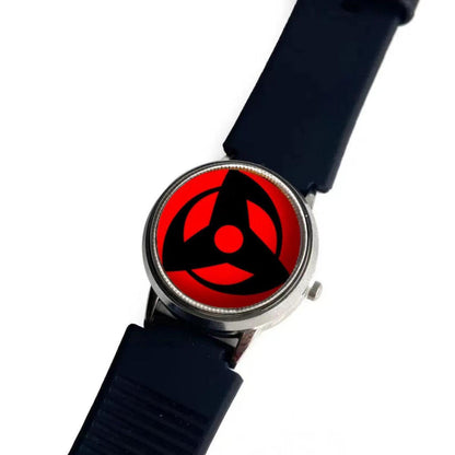 Naruto Sharingan Flip Cover Wrist Watch, Anime Kakashi Mangekyo Sharingan Quartz Watch, Black Silicone Strap Analog Watch, Anime Cosplay Accessory Collectible Gift for Naruto Fans
