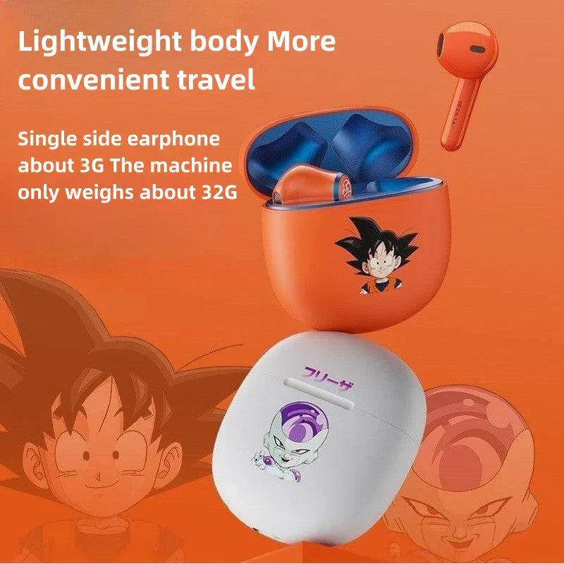 Dragon Ball Z TWS True Wireless Bluetooth Earbuds, DBZ Anime Goku Buu Frieza Shenron Printed Bluetooth Headphones, Touch Control Stereo Earphones with Charging Case, Dragon Ball Fan Anime Merch Gift