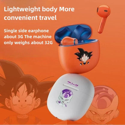Dragon Ball Z TWS True Wireless Bluetooth Earbuds, DBZ Anime Goku Buu Frieza Shenron Printed Bluetooth Headphones, Touch Control Stereo Earphones with Charging Case, Dragon Ball Fan Anime Merch Gift