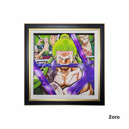 One Piece Monkey D. Luffy Nika Form 3D Paper Carving Art Frame, Anime Handcrafted Layered Paper Cut Wall Art Decor, Framed Anime Poster Desktop Display Painting, Collectible Wall Decoration Gift for One Piece Fans