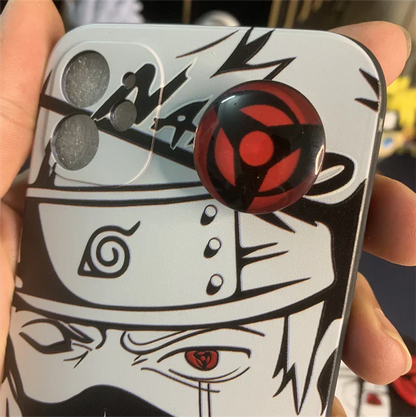 Naruto Anime Phone Case, Itachi Kakashi Black White Manga Print Case with Sharingan Pop Socket, Shockproof Soft TPU Protective Cover, Naruto Fan Phone Case Gift