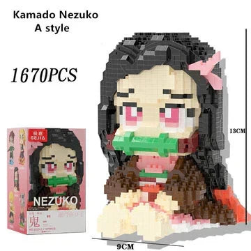 Demon Slayer Micro Building Blocks Set, Anime Character Mini Brick Figure, Tanjiro Nezuko Zenitsu Inosuke Rengoku Giyuu DIY Assembly Model, Collectible Anime Statue Toy, Gift for Anime Fans