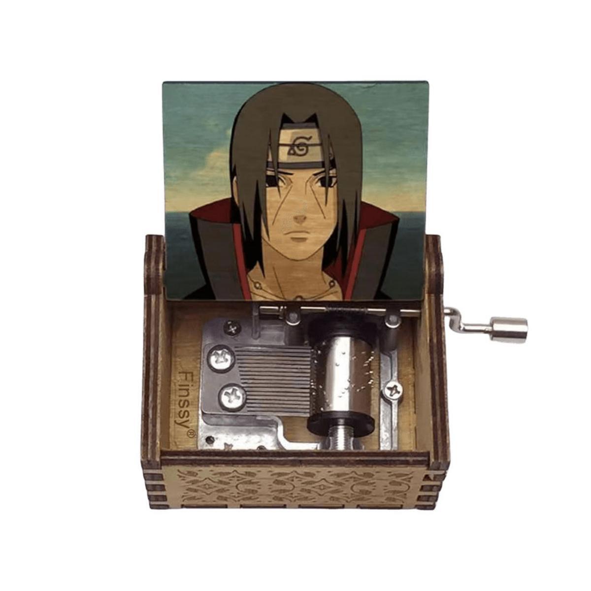 Naruto Anime Hand Crank Wooden Music Box, Classic Anime Theme Song Engraved Wooden Musical Box, Multiple Naruto Character Print, Vintage Hand Crank Music Box Collectible Gift for Anime Fans Teens Adults