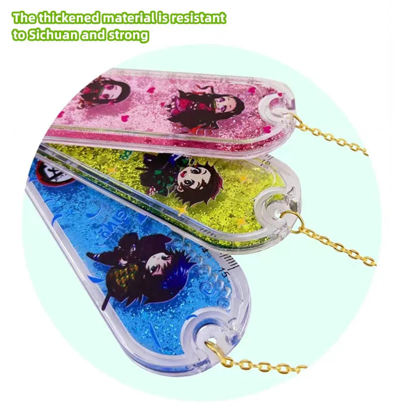 Demon Slayer Quicksand Acrylic Bookmark, Anime Tanjiro Nezuko Zenitsu Inosuke Glitter Liquid Floating Bookmark, Cute Character Pendant Book Marker, Reading Page Holder, Demon Slayer Fan Collectible Gift