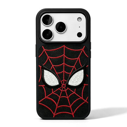 Marvel Spider‑Man Embroidered Glow In The Dark Phone Case 3D Web Pattern Shockproof Protective Anime Cover For Iphone 2‑Color Options