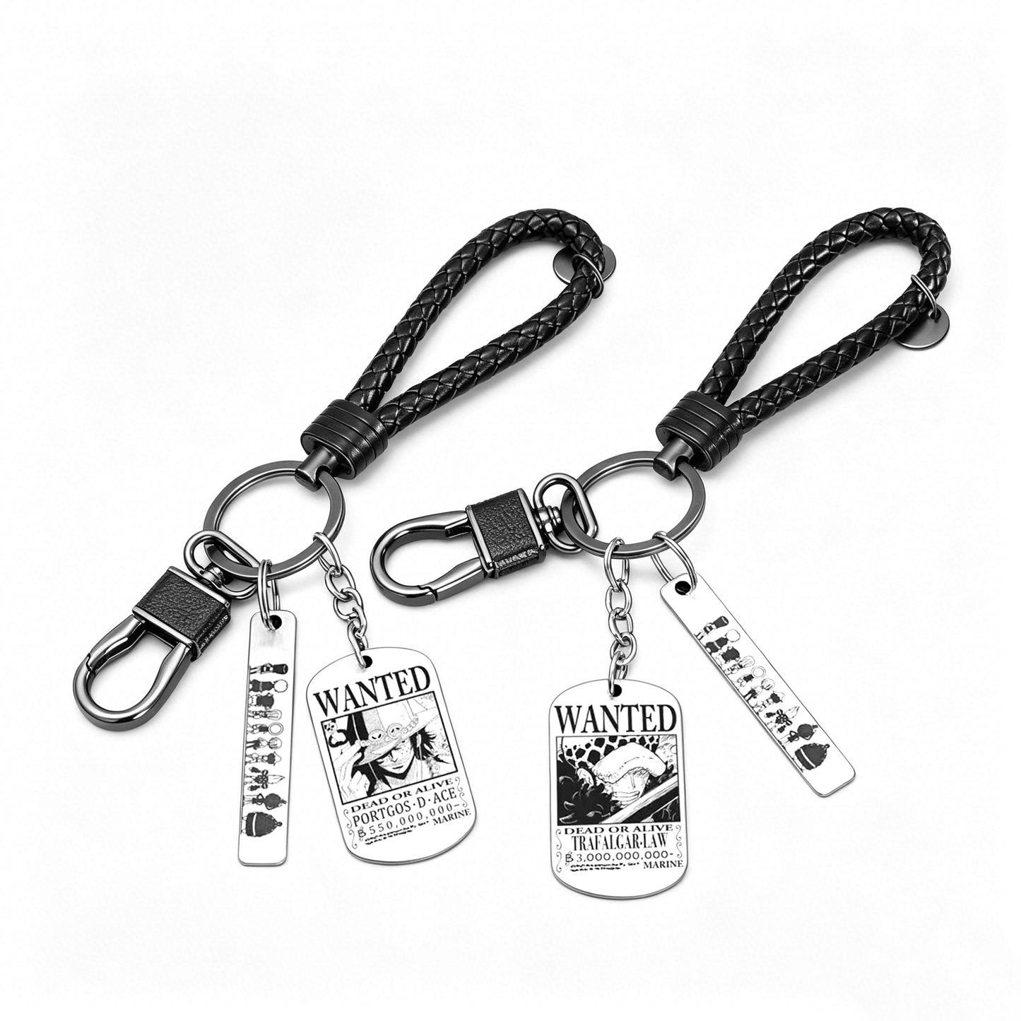 One Piece Monkey D Luffy Roronoa Zoro Portgas D Ace Trafalgar Law Gift Set, Anime Wanted Poster Keychain with Enamel Pin Brooch Collectible Box for Anime Fans