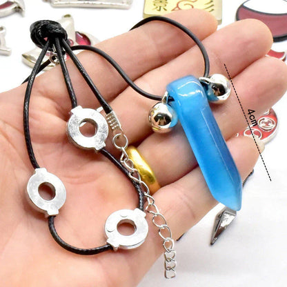 Naruto Anime 25 Pcs Collectible Gift Set, Ninja Weapon Kunai Shuriken Headband Ring Necklace Pendant, Naruto Cosplay Metal Accessory Kit, Anime Collection Box Gift for Naruto Fans