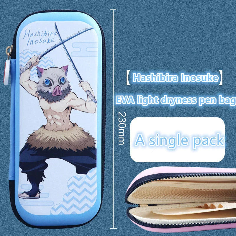 Demon Slayer Kimetsu no Yaiba Pencil Case, Hard Shell EVA Anime Pencil Box, Large Capacity Stationery Storage Bag, Tanjiro Nezuko Zenitsu Inosuke Pen Pouch, School Supplies for Students, Anime Merch Gift